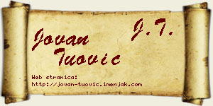 Jovan Tuović vizit kartica